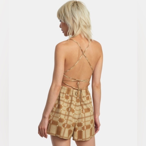 🔆RVCA🔆 SATURDAY ROMPER cute adjustable, comfortable shorts retro - Picture 8 of 14